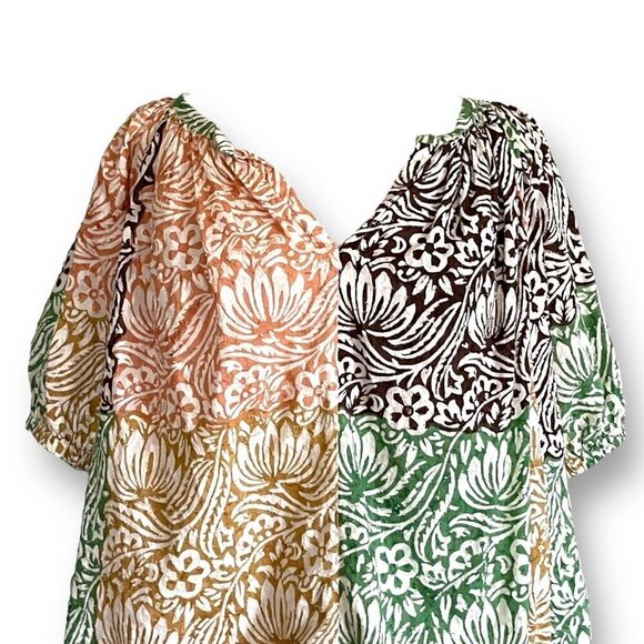 Roller Rabbit Womens Aegean Abstract Blouse Anthropologie Sz S Boho Floral Top - Picture 4 of 8
